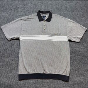 Vintage Knights Bridge‎ Large Knit Polo Shirt Textured Pocket 90s Grandpa Core